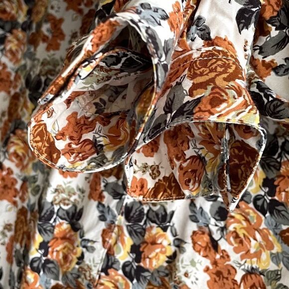 DANIEL HECHTER Vintage Button Front Blouse Floral Print Brown M - Picture 7 of 7
